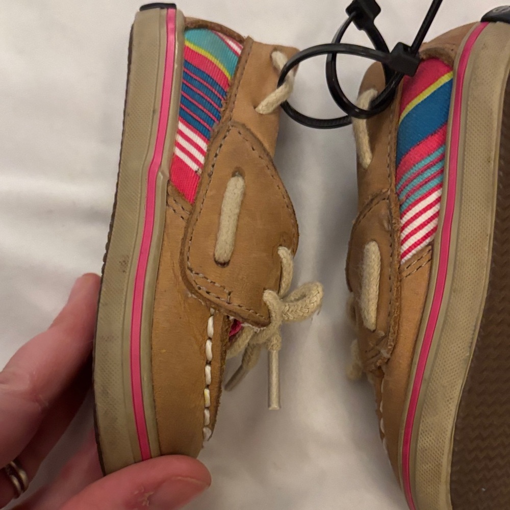 Sperry Kids Tan Leather Moccasins with Cream Rope Laces - Picture 3 of 7